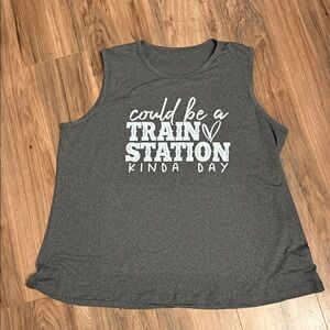 Gray Sleeveless Graphic Tank Top